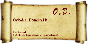 Orbán Dominik névjegykártya